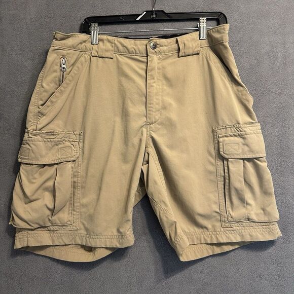 Duluth Dry on the Fly Shorts Mens Large Cargo Pockets Dark Khaki 9" Work Hiking - Picture 1 of 8